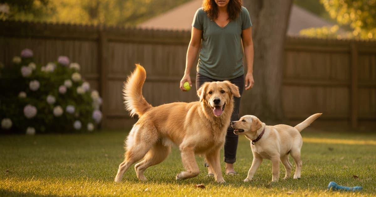 A dog being cared for at home, illustrating hip dysplasia in dogs