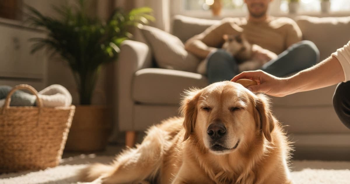 A dog being cared for at home, illustrating acupuncture alternatives for dogs: 2026 options compared