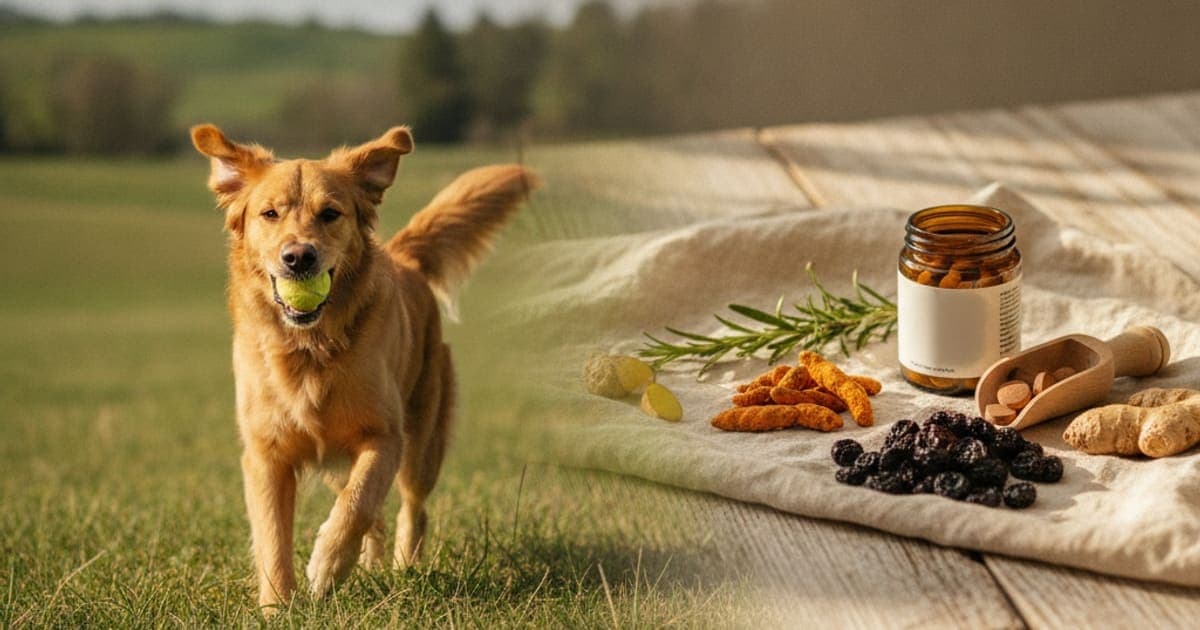 A dog being cared for at home, illustrating all natural dog joint supplements