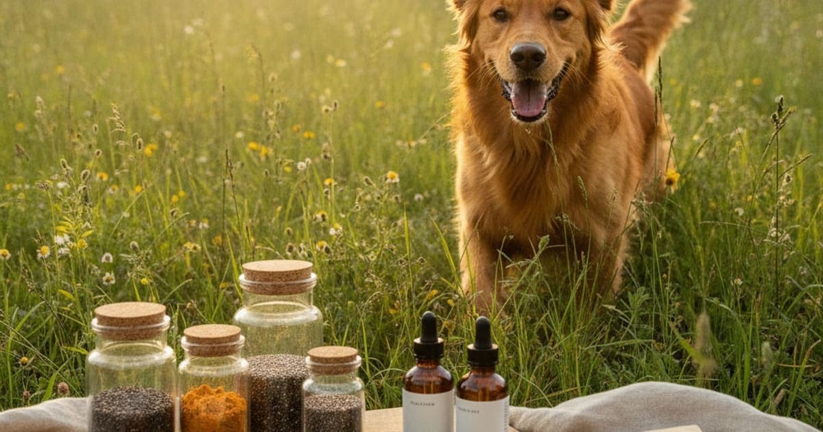 A dog being cared for at home, illustrating all natural dog supplements