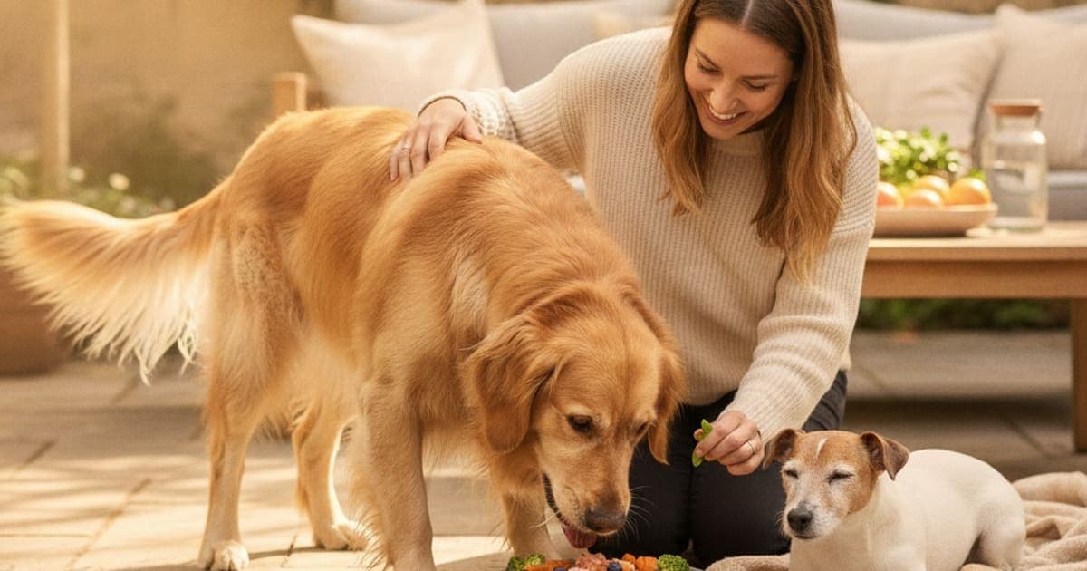 A dog being cared for at home, illustrating anti-inflammatory diet for dogs with cancer