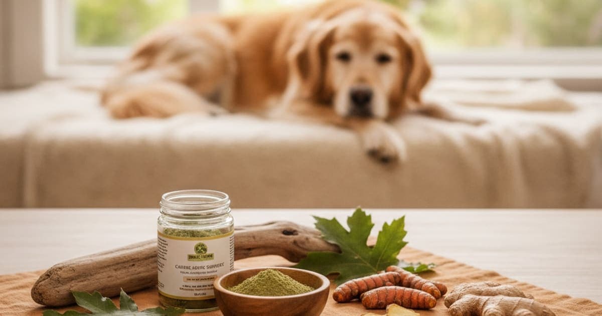 A dog being cared for at home, illustrating best affordable joint supplement for dogs