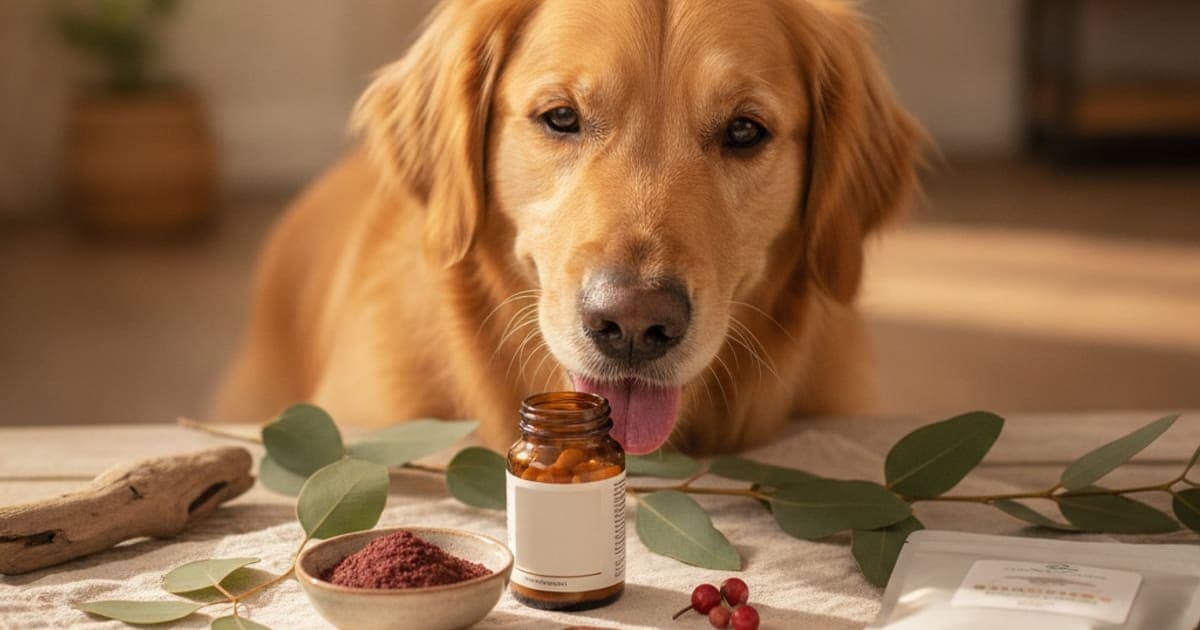 A dog being cared for at home, illustrating best astaxanthin for dogs: dosage and where to buy