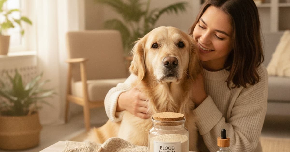 A dog being cared for at home, illustrating best blood plasma supplement for dogs: how to choose