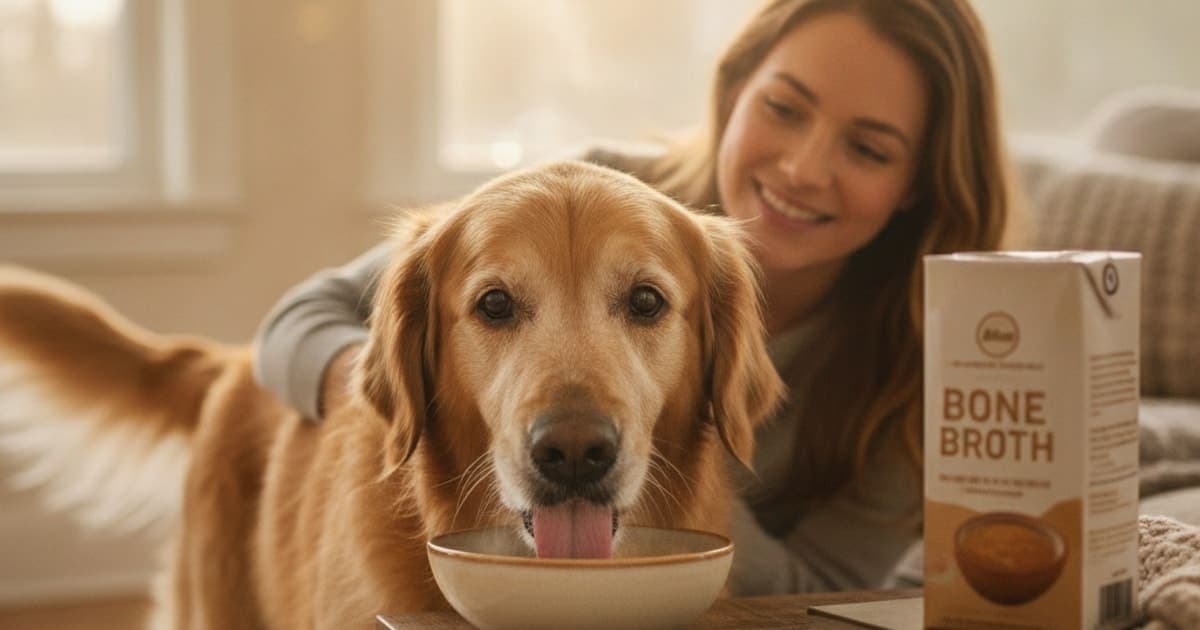 A dog being cared for at home, illustrating best bone broth for dogs' joints