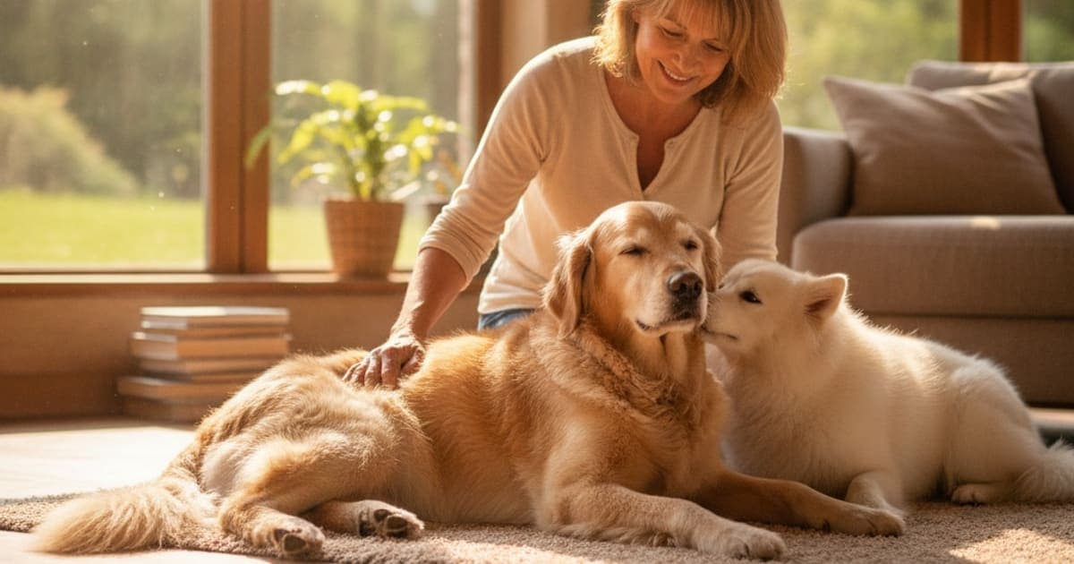 A dog being cared for at home, illustrating best dog arthritis treatment