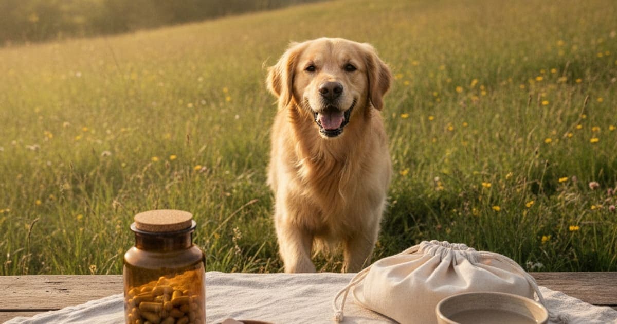 A dog being cared for at home, illustrating best eggshell membrane supplement for dogs: how to choose