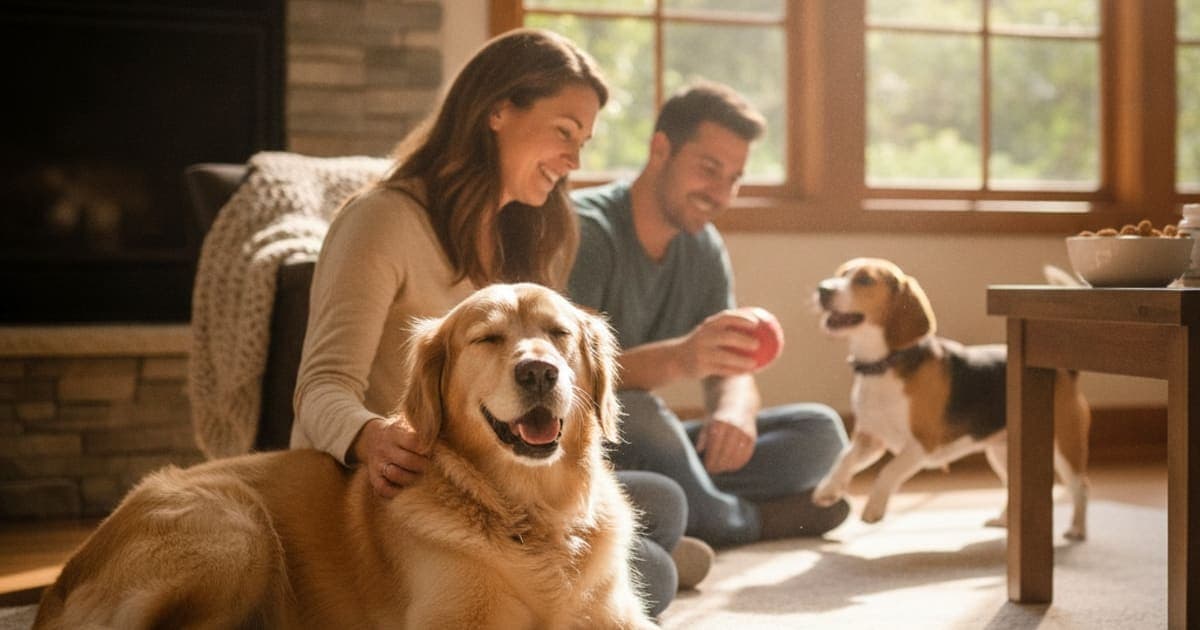 A dog being cared for at home, illustrating best hip and joint supplement for large senior dogs
