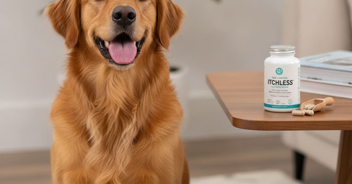 A dog being cared for at home, illustrating best itch relief supplement for dogs