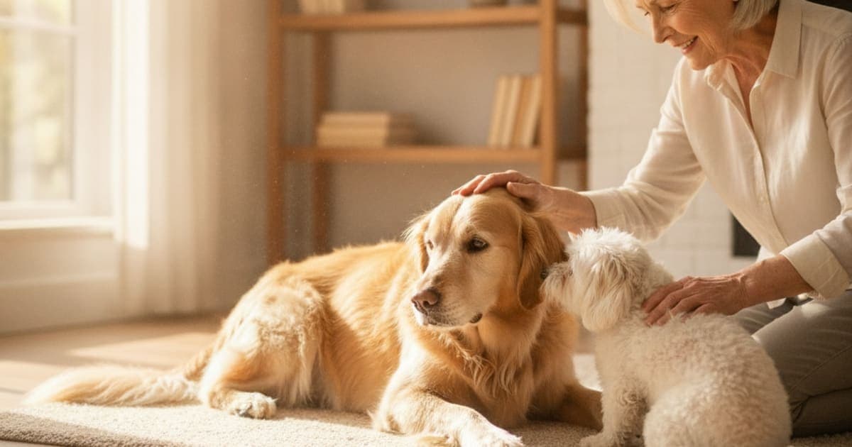 A dog being cared for at home, illustrating best joint support for dogs over 12