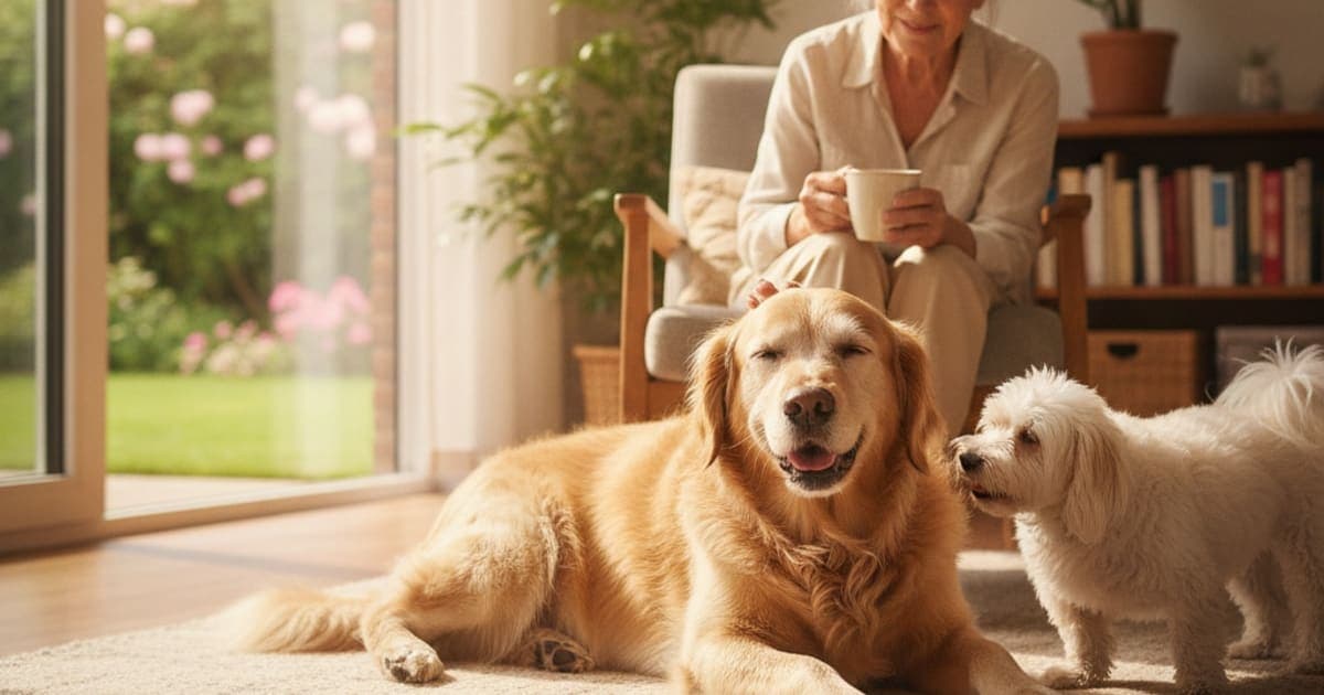 A dog being cared for at home, illustrating best joint support for dogs over 7