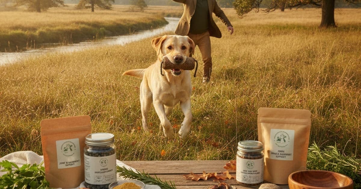 A dog being cared for at home, illustrating best joint support for hunting dogs
