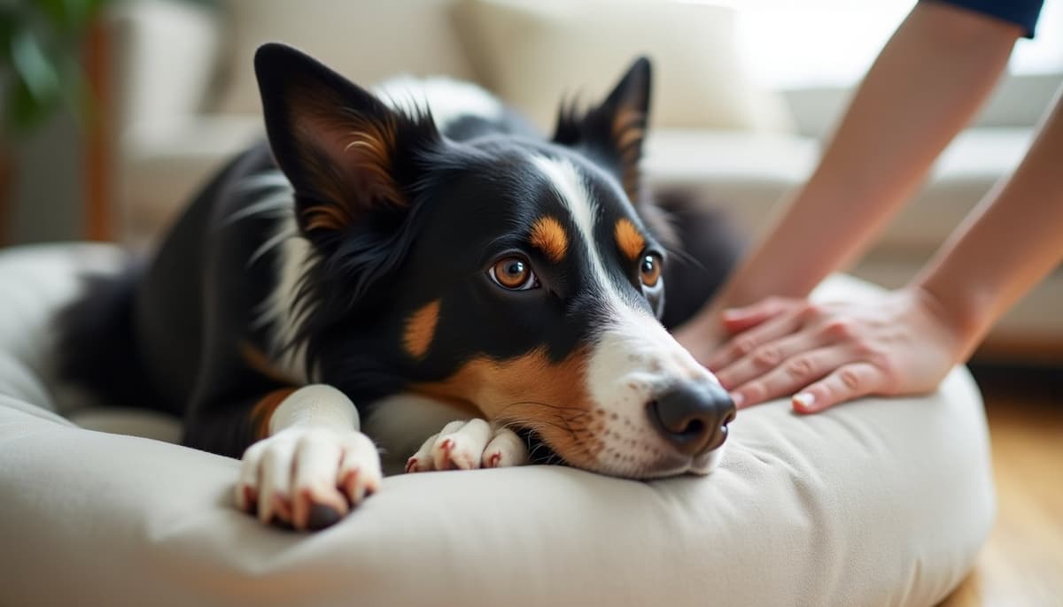 A dog being cared for at home, illustrating best joint supplement for border collies 2026