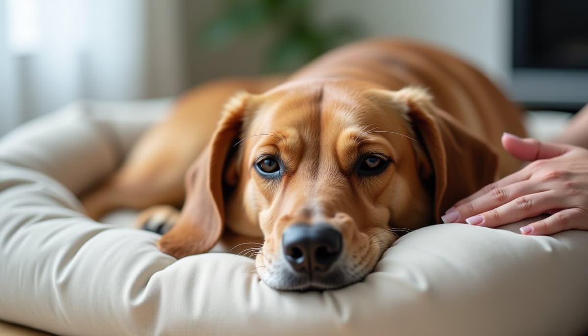 A dog being cared for at home, illustrating best joint supplement for canaan dogs