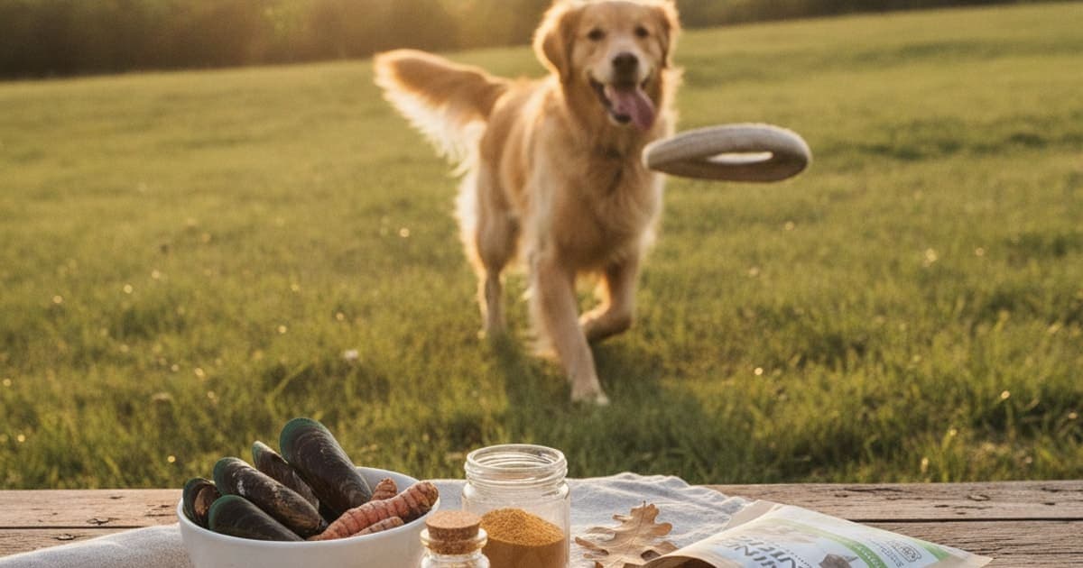 A dog being cared for at home, illustrating best joint supplement for dogs