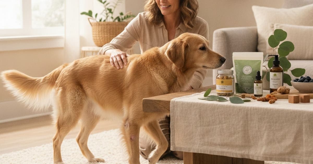 A dog being cared for at home, illustrating best supplement for dogs after tplo surgery