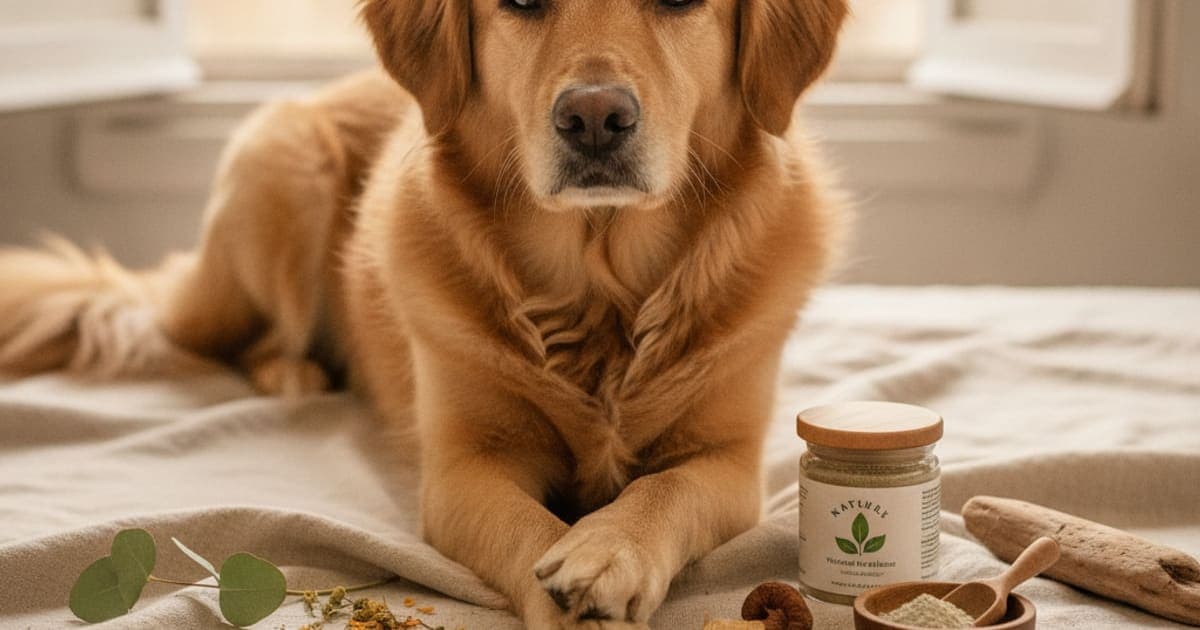 A dog being cared for at home, illustrating best supplement for dogs' itchy paws