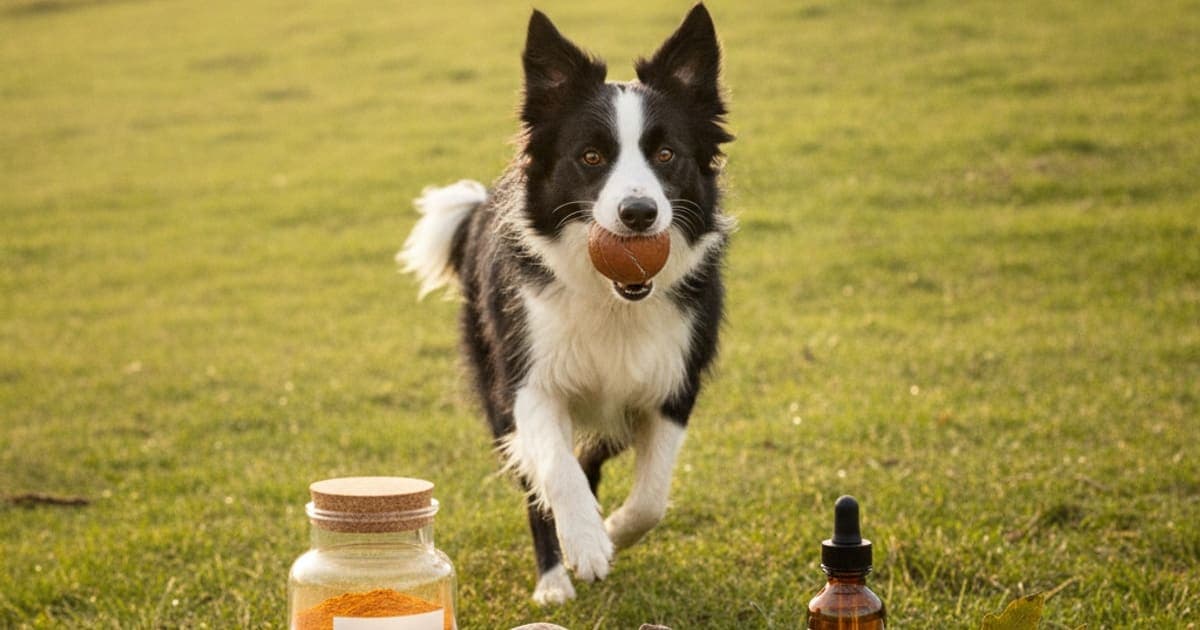 A dog being cared for at home, illustrating best supplements for border collies