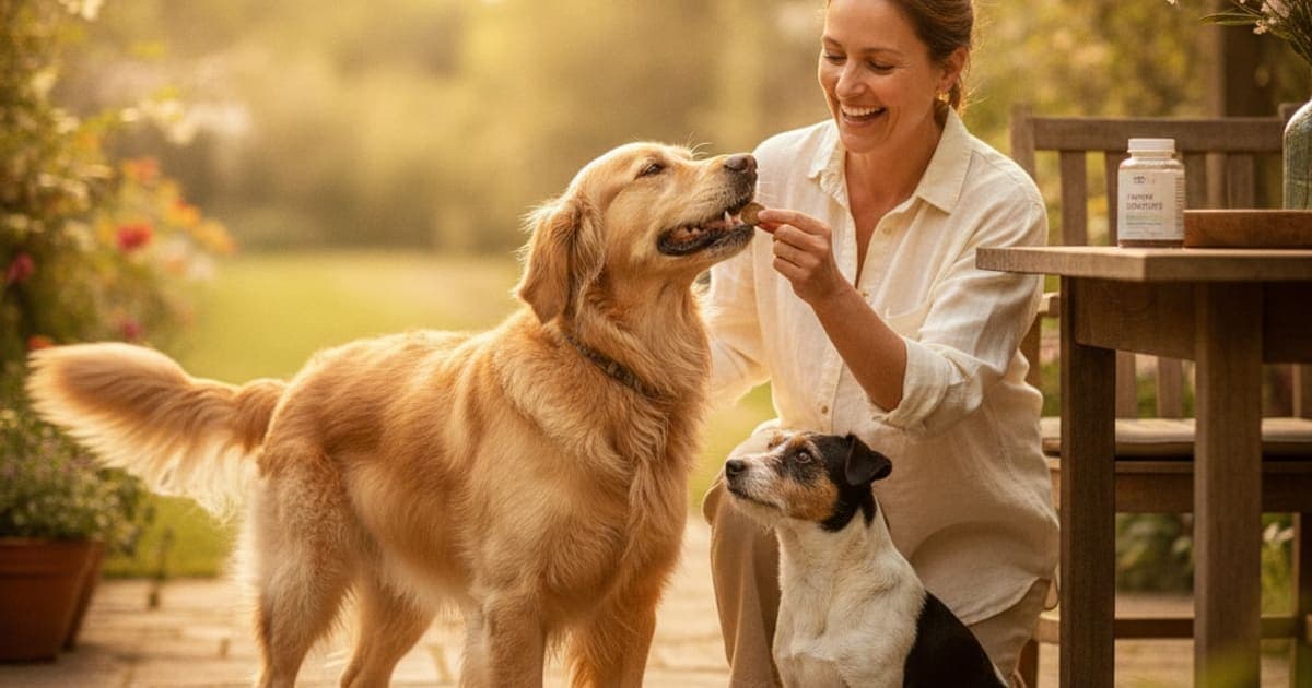 A dog being cared for at home, illustrating best supplements for dogs with yeast infections