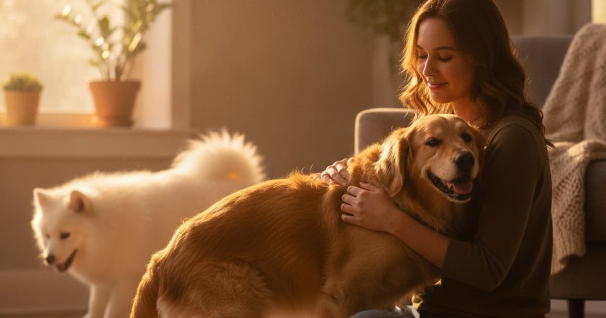 A dog being cared for at home, illustrating a dog hunched back: what to give