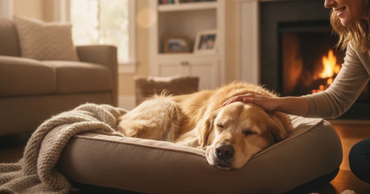 A dog being cared for at home, illustrating what can i give a dog restless at night? (causes & care)