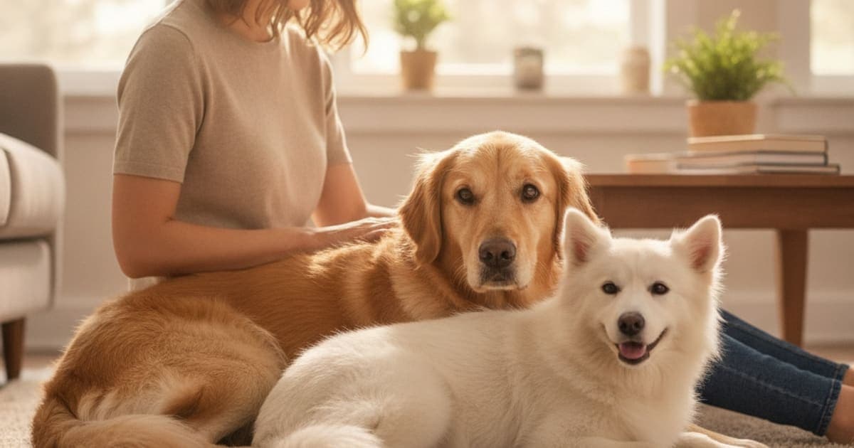 A dog being cared for at home, illustrating best thing to give a dog shaking in the back legs