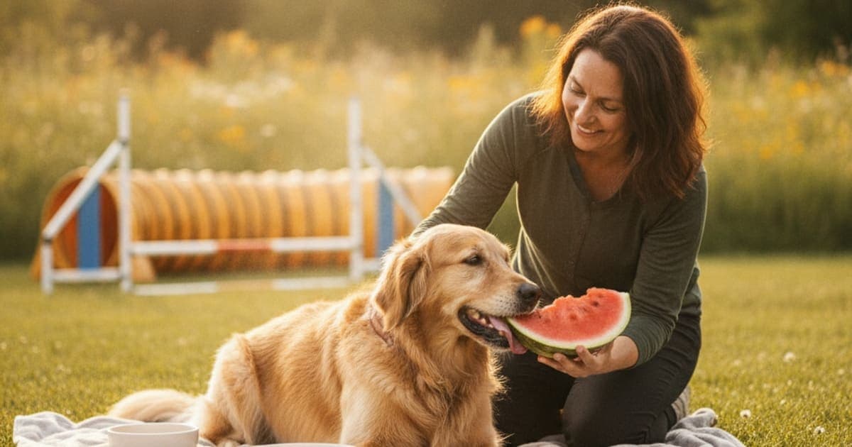 A dog being cared for at home, illustrating best thing to give a dog sore after agility
