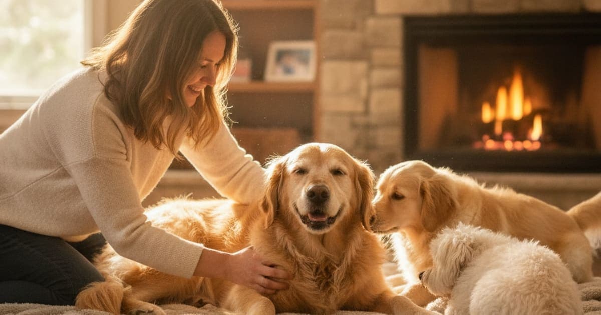 A dog being cared for at home, illustrating best thing to give a dog stiff in the morning