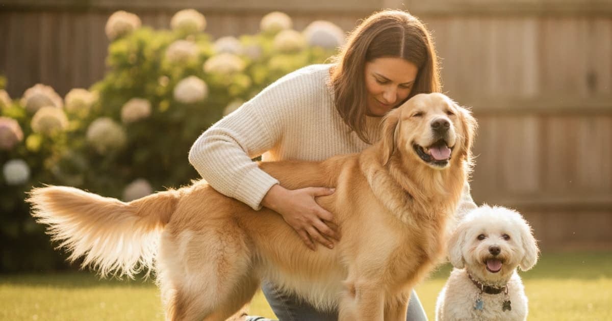 A dog being cared for at home, illustrating best thing to give a dog struggling to squat