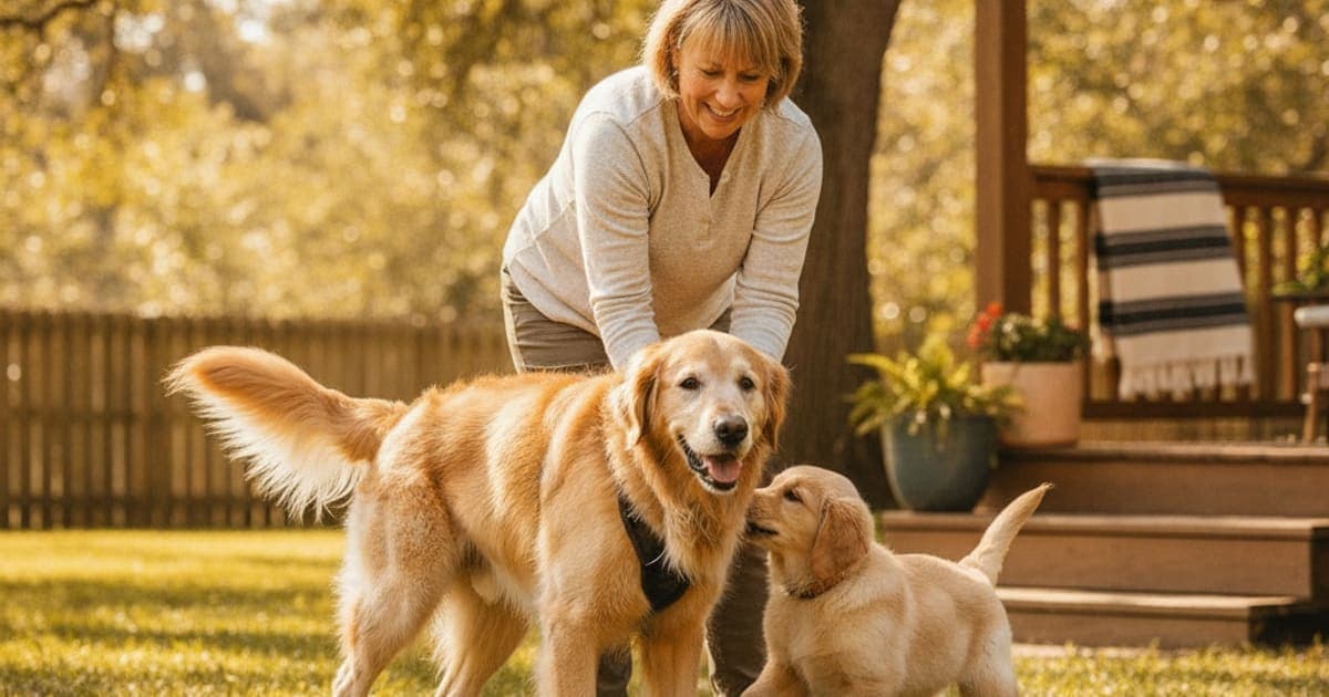 A dog being cared for at home, illustrating best thing to give a dog with trouble getting up