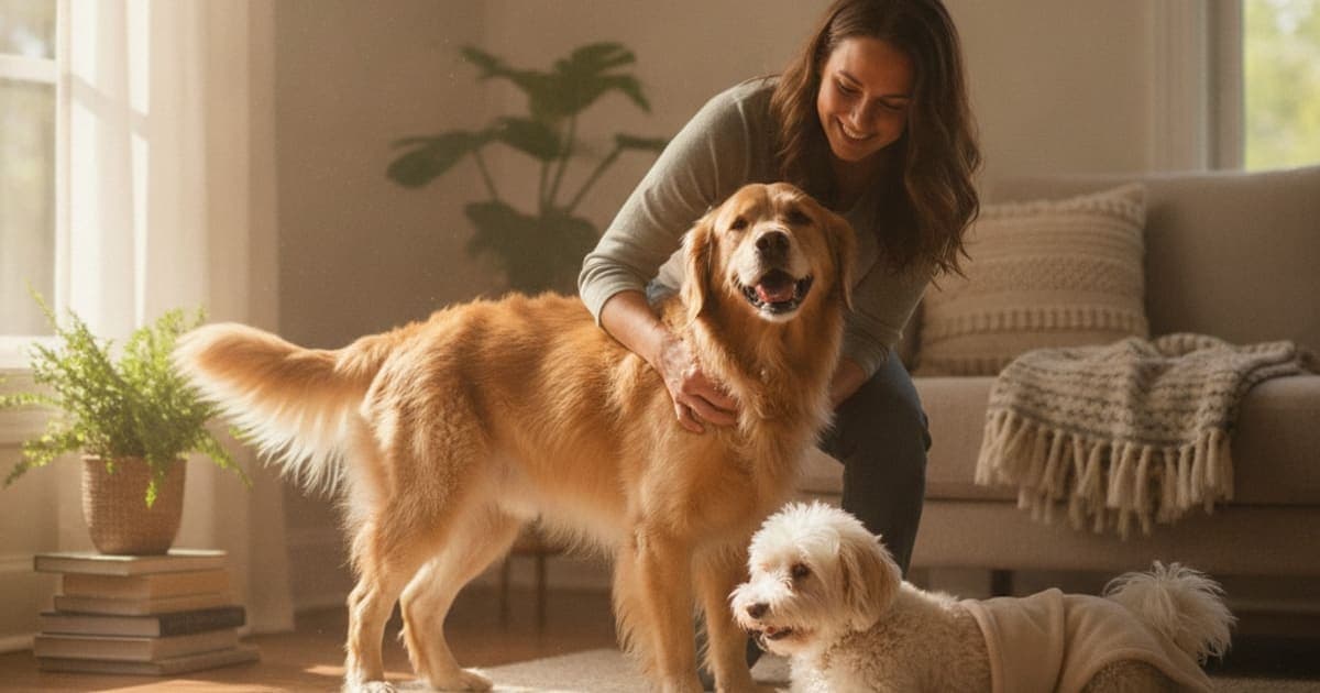 A dog being cared for at home, illustrating a dog with a wobbly back end