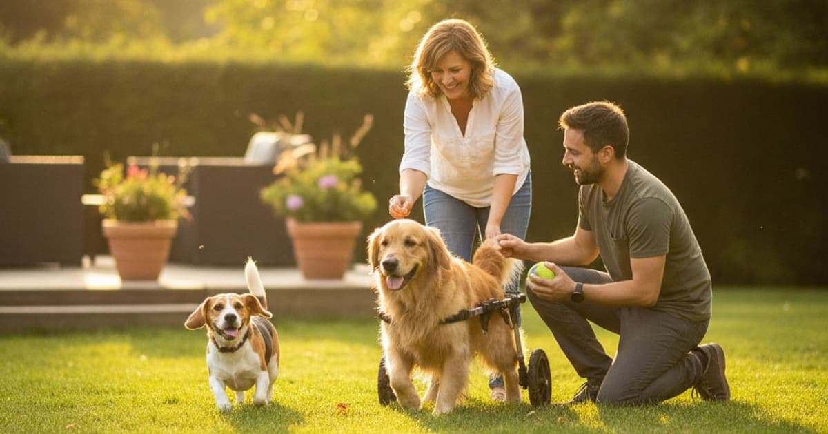 A dog being cared for at home, illustrating degenerative myelopathy in dogs (2026)