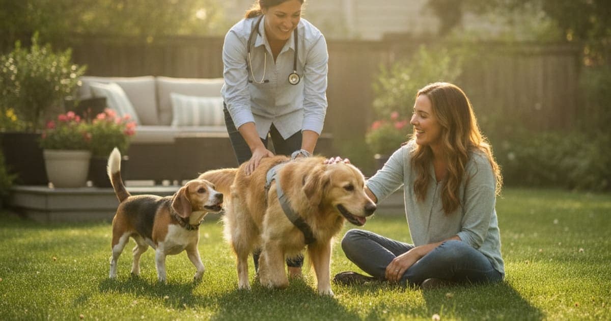 A dog being cared for at home, illustrating disc herniation in dogs (2026)
