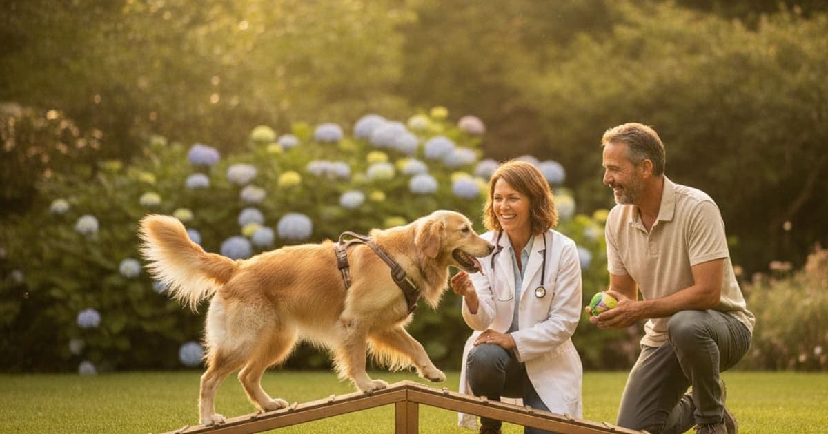A dog being cared for at home, illustrating fibrocartilaginous embolism in dogs