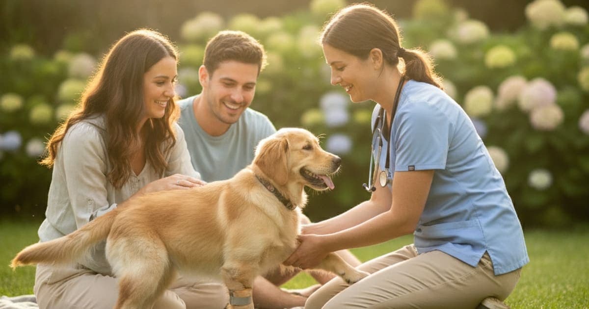 A dog being cared for at home, illustrating growth plate injury in dogs (2026)