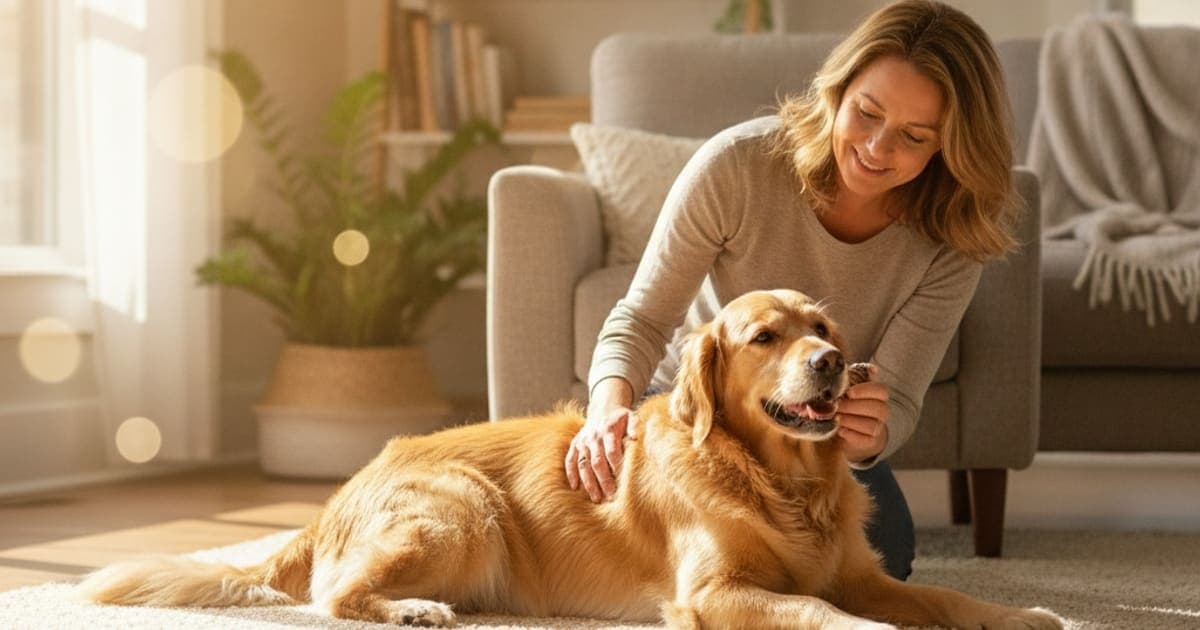 A dog being cared for at home, illustrating panosteitis in dogs (2026)