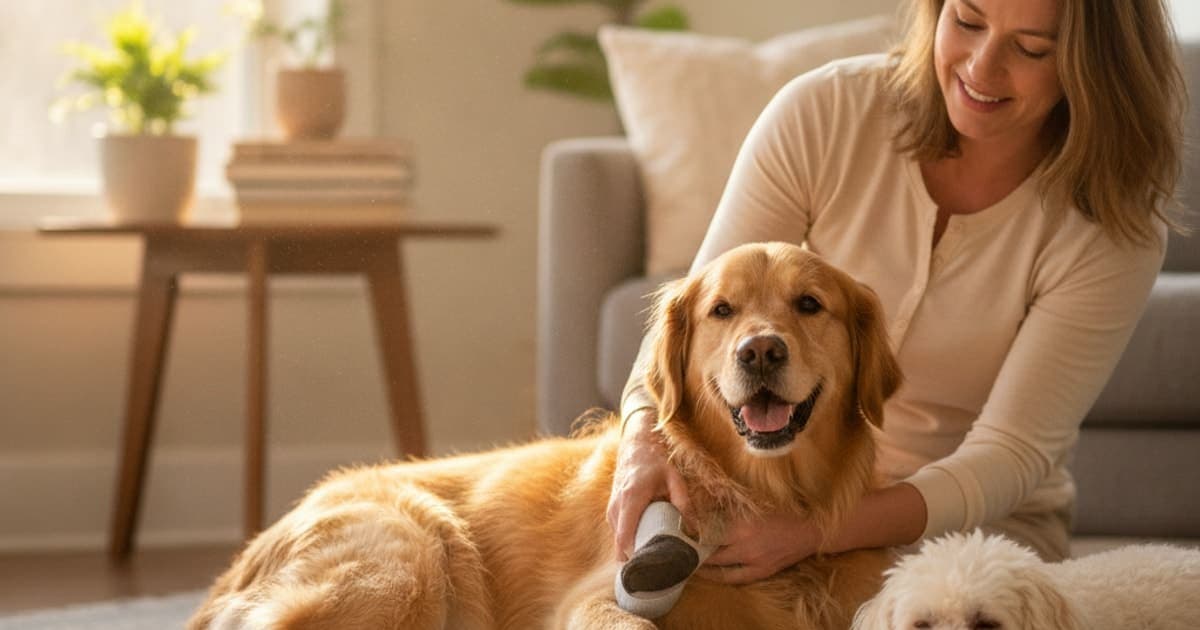 A dog being cared for at home, illustrating partial ccl tear in dogs (2026)