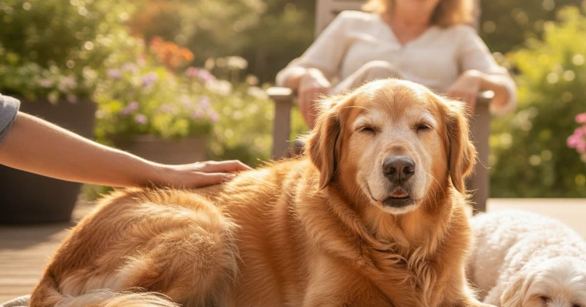 A dog being cared for at home, illustrating senior dog stiffness in dogs (2026)