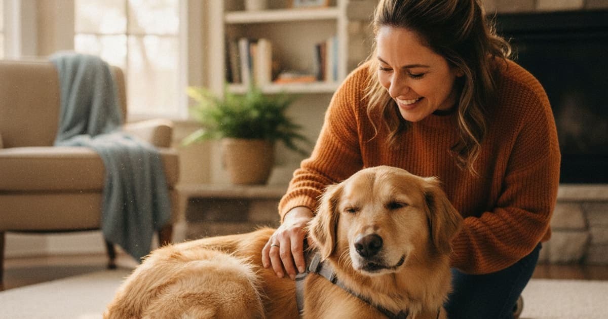 A dog being cared for at home, illustrating spondylosis in dogs (2026)