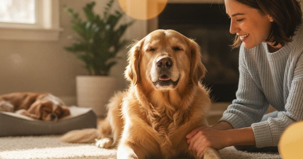 A dog being cared for at home, illustrating tendonitis in dogs (2026)