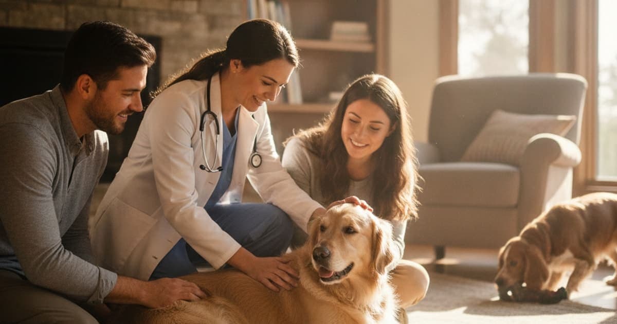 A dog being cared for at home, illustrating torn ligament in dogs (2026)