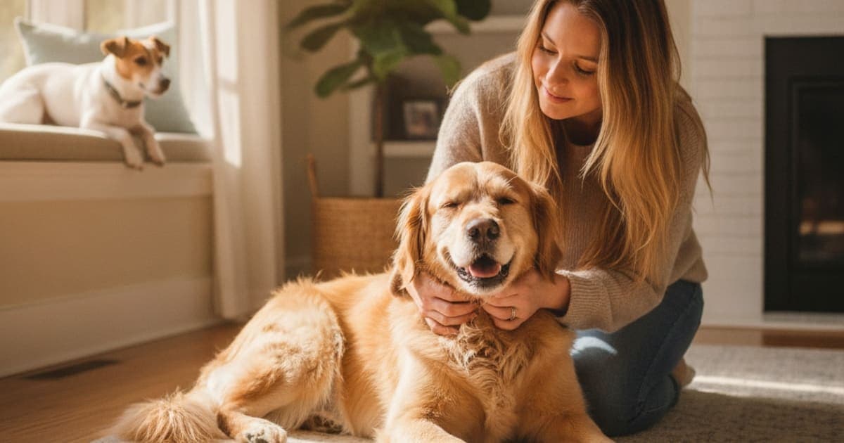 A dog being cared for at home, illustrating vestibular disease in dogs (2026)