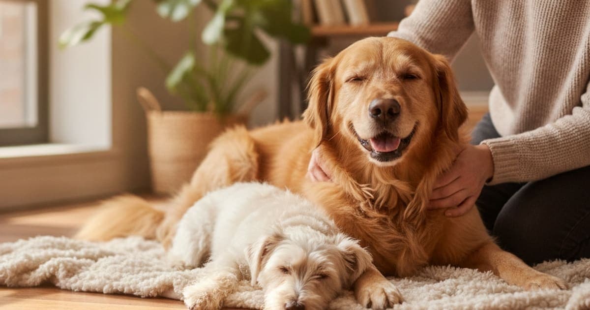 A dog being cared for at home, illustrating bicipital tenosynovitis in dogs: signs, causes, help