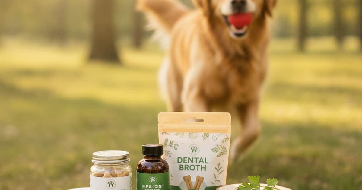 A dog being cared for at home, illustrating bone vitamins for dogs: what bones and teeth need