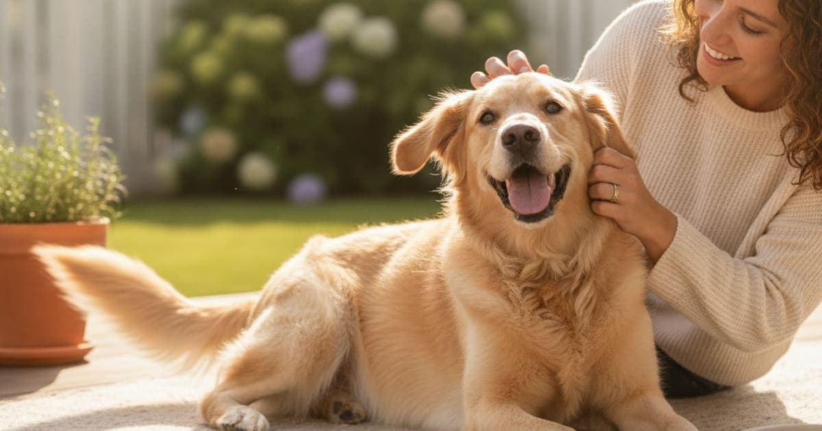 A dog being cared for at home, illustrating bpc-157 annual cost 2026 for dogs