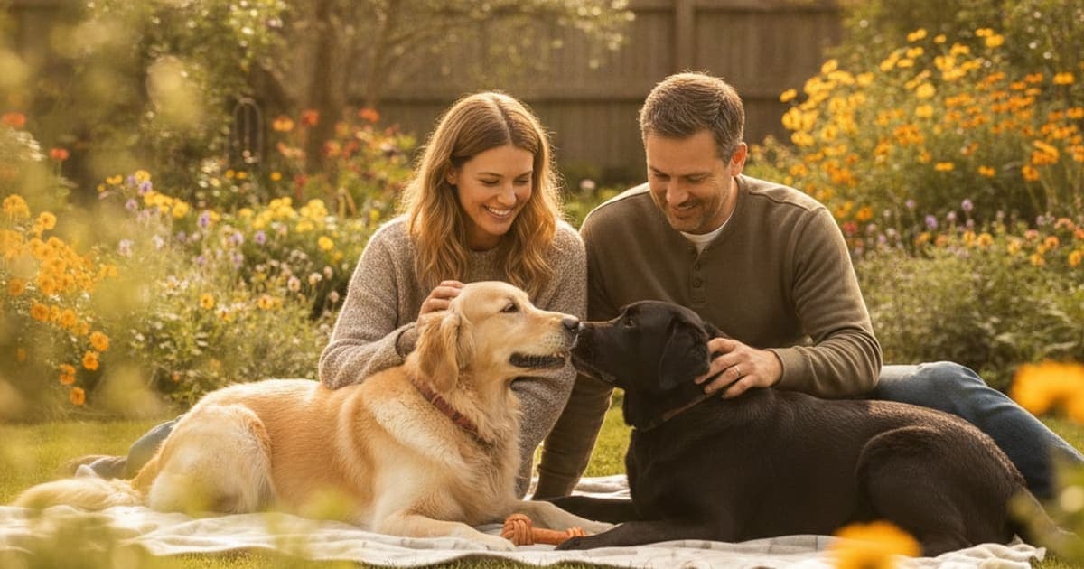 A dog being cared for at home, illustrating bpc-157 cost per month for dogs