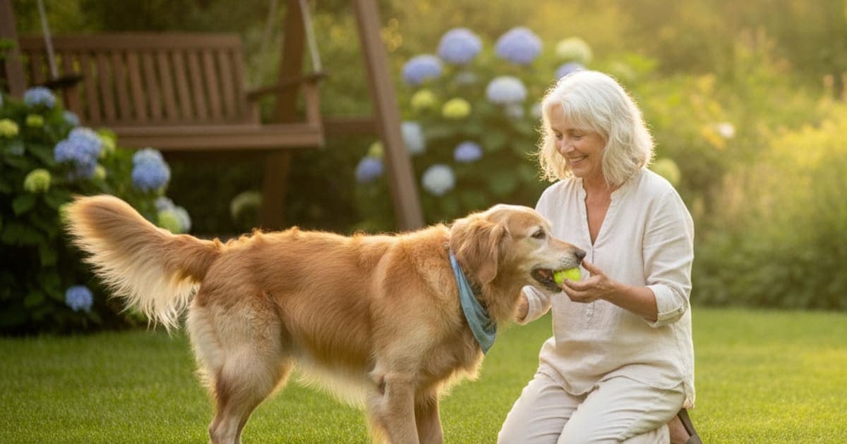 A dog being cared for at home, illustrating bpc-157 cost vs librela for dogs (2026 comparison)