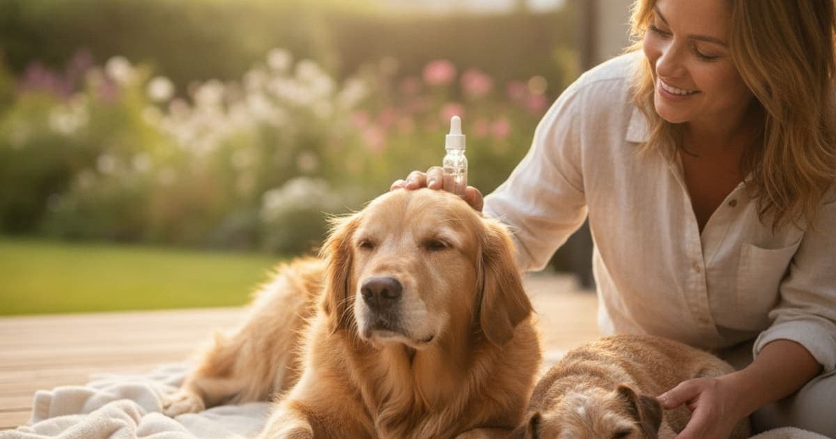 A dog being cared for at home, illustrating bpc-157 dosage chart for dogs
