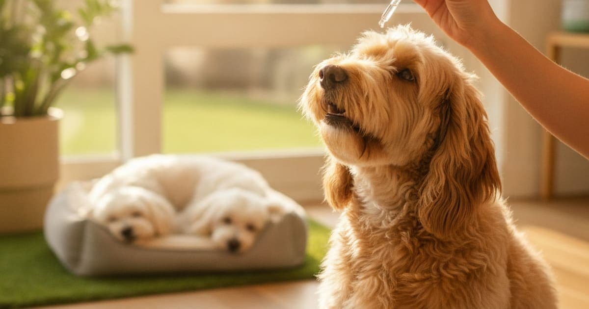 A dog being cared for at home, illustrating bpc-157 dose calculator for dogs