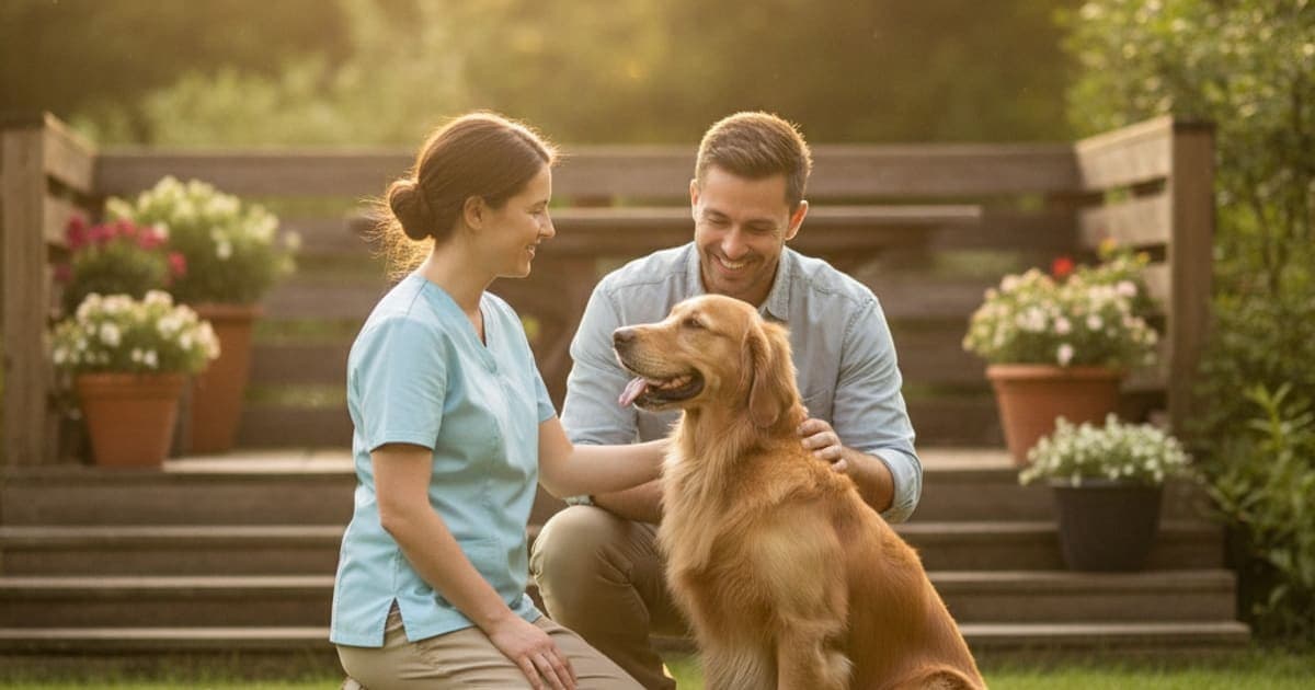 A dog being cared for at home, illustrating bpc-157 drug interactions for dogs: what to know